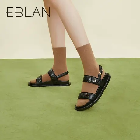 伊伴女鞋春夏新款一字带小香风凉鞋蝴蝶扣饰运动沙滩鞋休闲鞋单鞋商品大图