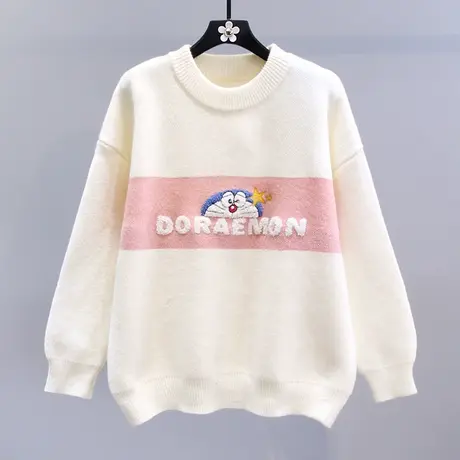 日系慵懒卡通毛衣女秋冬2023新款宽松高级感洋气软糯套头针织衫图片