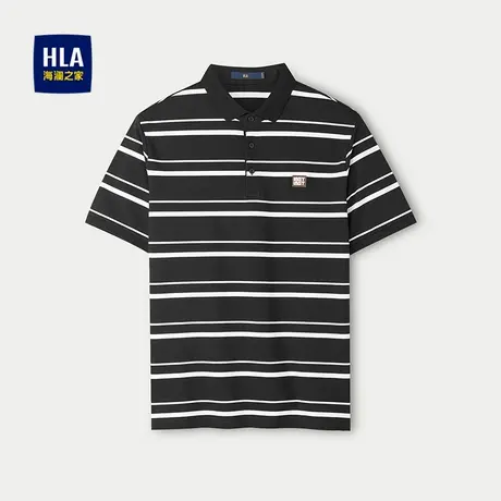 HLA/海澜之家轩辕小将联名POLO衫25春夏新休闲翻领刺绣条纹短t男图片