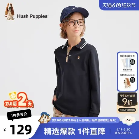 暇步士童装男童POLO衫秋季新款儿童撞色翻领长袖T恤大童上衣商品大图