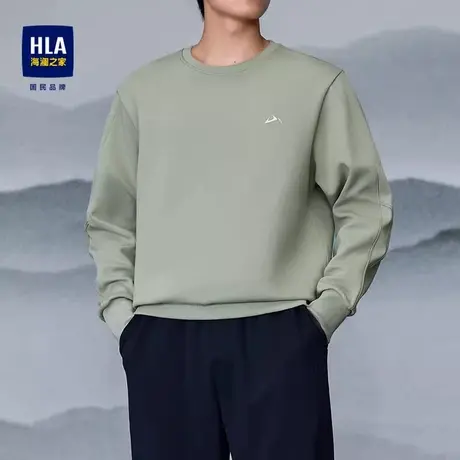 HLA/海澜之家卫衣男25秋季新款男生休闲宽松纯色长袖T恤套头上衣图片