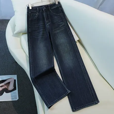 2025秋季新款高腰显瘦牛仔裤女宽松百搭休闲阔腿裤时尚直筒长裤子商品大图