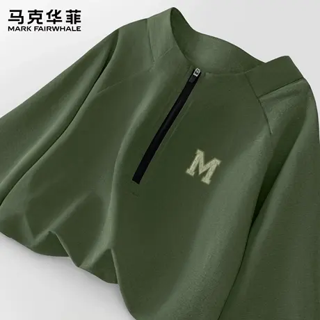 马克华菲半立领速干长袖男款春秋潮牌新款大码宽松运动休闲上衣X商品大图