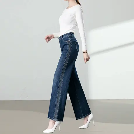 九分直筒牛仔裤女2025春秋新款高腰宽松显瘦小个子垂感窄版阔腿裤商品大图