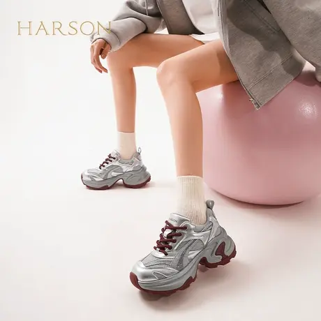 哈森厚底网面老爹鞋女春季新款潮流个性休闲运动鞋HCS251605商品大图