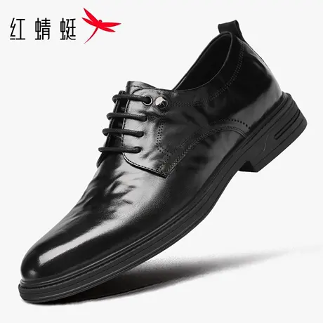 红蜻蜓男鞋秋冬季新款鞋子男士手抓纹休闲商务正装皮鞋男牛皮真皮商品大图