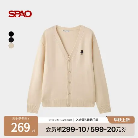 【WOODIE系列】SPAO韩国同款25年秋季新品男女同款V领针织开衫商品大图