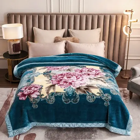 恒源祥拉舍尔毛毯加厚保暖简约冬季单人休闲毯单双人家用午休盖毯商品大图