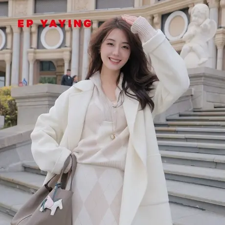 [重磅限量]EP雅莹女装 阿拉善无染色羊绒大衣 2023秋冬新款8501A商品大图