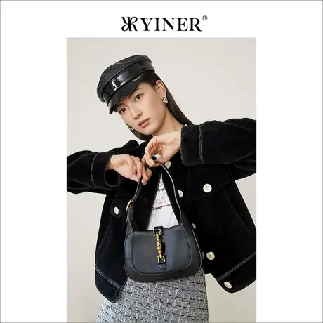 YINER音儿奥莱女装春季撞色纽扣羊毛呢短外套商品大图