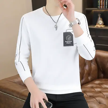 青少年长袖T恤男春秋装薄款上衣圆领卫衣休闲外套春季韩版秋衣潮商品大图