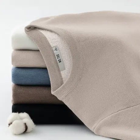 一体绒毛衣男潮流圆领内搭打底衫秋冬季针织衫毛线衣加绒加厚毛衫商品大图