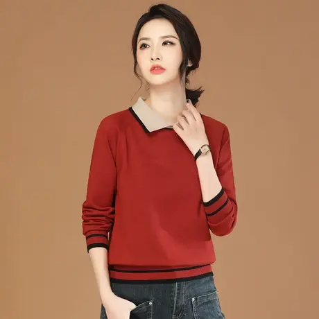 韩潮袭人娃娃领插肩袖套头针织衫女2023秋冬新款上衣长袖打底毛衣图片