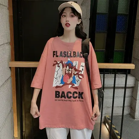 网红短袖t恤女2020韩版宽松ins原宿bf慵懒风百搭蹦迪半袖上衣服潮商品大图