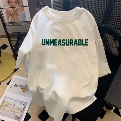 日系字母纯棉t恤女圆领胖mm遮肉显瘦小众上衣ins潮嘻哈大码短袖夏商品大图