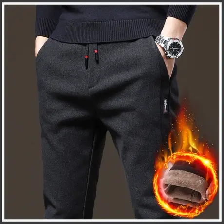 加绒裤子男士秋冬款冬季加厚休闲长裤直筒保暖外穿羊羔绒冬裤冬天商品大图