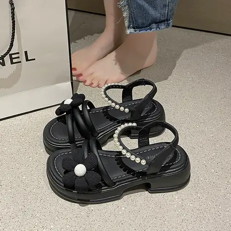 厚底凉鞋女款夏季2024年新款百搭仙女风配裙子罗马鞋女士外穿凉拖商品大图