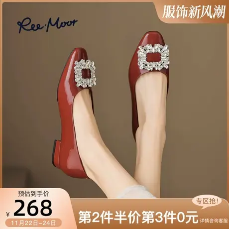 REEMOOR睿慕2024春季新款水钻方扣平底鞋通勤休闲低跟单鞋女鞋商品大图