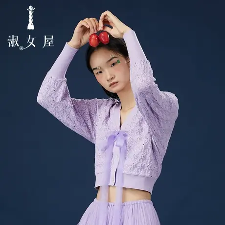 淑女屋官方旗舰店蝴蝶结绑带毛衣图片