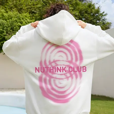 Nuthink美式潮牌直喷加绒连帽卫衣男潮宽松大码情侣冬季保暖外套商品大图