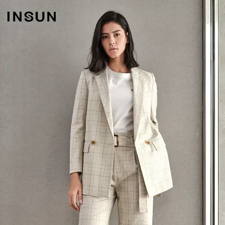 INSUN恩裳春季棉质格子西装外套商品大图