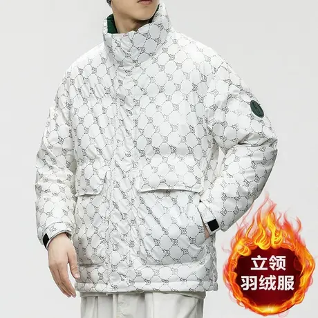 冬季鸭绒羽绒服2024新款加厚保暖防风情侣面包服男装潮牌立领外套图片