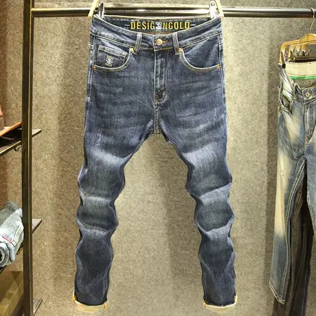 高端潮牌水洗耐磨休闲百搭牛仔裤男秋冬款潮流修身小脚男士长裤子商品大图