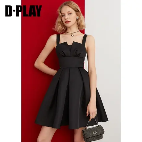 DPLAY法式复古气质主持人晚礼服赫本风黑色礼服伴娘姐妹团连衣裙图片