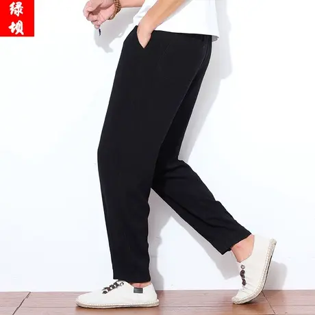 春夏季男士休闲裤宽松复古棉麻哈伦裤灯笼裤子加肥加大码直筒长裤商品大图