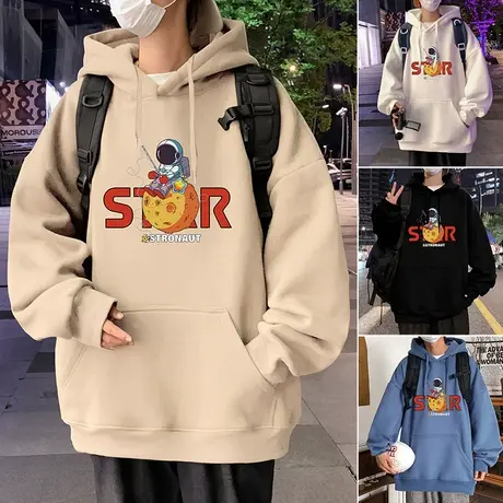 卡通印花重磅卫衣男秋冬季ins潮牌加绒美式宽松oversize连帽外套商品大图