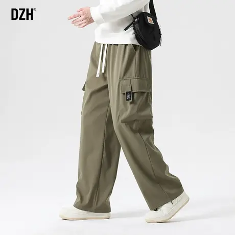 男士军绿色美式工装裤男春季直筒潮牌休闲裤子宽松2024新款伐木裤图片
