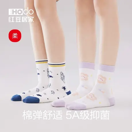儿童短袜5双装纯棉网眼透气中筒袜男童春夏薄款卡通印花可爱女童商品大图