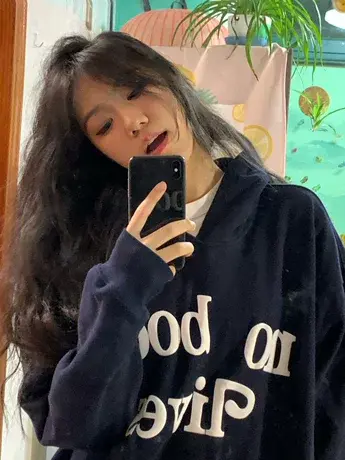 美式复古卫衣女秋冬季连帽宽松慵懒风oversize小众设计感潮牌外套商品大图