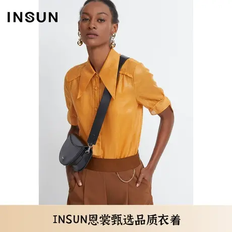 INSUN恩裳夏季前卫尖领宽松休闲衬衫图片