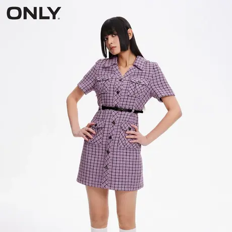ONLY奥莱春季新款时尚多口袋格纹面料V领短款连衣裙女图片