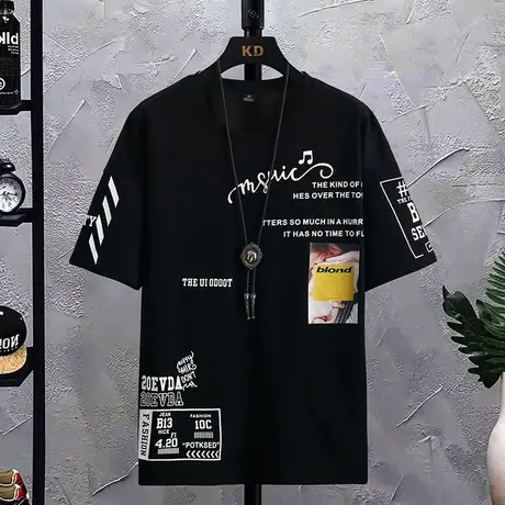 短袖T恤男士2023夏季新款韩版潮流时尚休闲百搭半袖打底体恤小衫商品大图