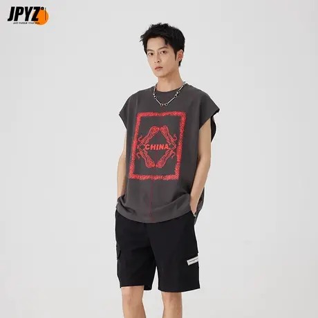 无袖t恤男夏季薄款潮牌宽松坎肩男装运动健身跨栏篮球砍袖背心男商品大图