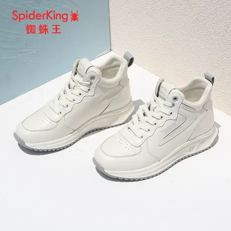 蜘蛛王断码清仓正品女靴真皮2022秋商场新款高帮小白鞋女运动休闲商品大图