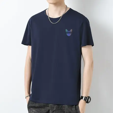 莫代尔冰丝t恤男士短袖潮牌潮流ins冰感上衣服半袖圆领体恤打底衫商品大图