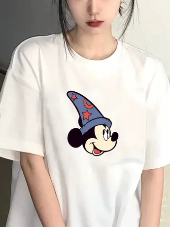 仿棉美式复古可爱兔子印花短袖t恤女2023夏季新款ins潮牌上衣商品大图