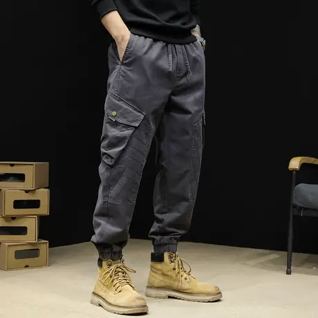 美式复古工装裤男士秋款2023新款潮牌束脚男裤宽松大码男款休闲裤商品大图