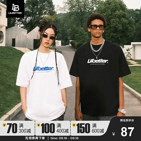 LiLbetter短袖男欧美潮牌t恤街头字母体恤潮牌潮流上衣情侣半截袖商品大图