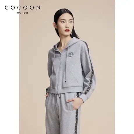 可可尼COCOON商场同款时尚外套2024夏季新款女连帽拉链运动风卫衣图片