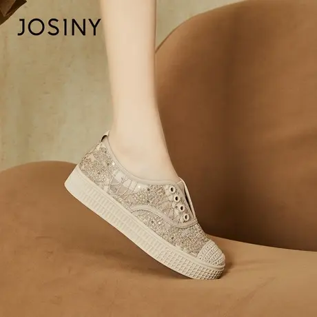 Josiny/卓诗尼渔夫鞋女鞋子2024新款春秋懒人一脚蹬镂空网鞋透气商品大图