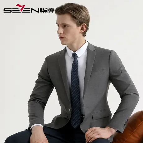 柒牌男装清仓单西男士商务休闲西装外套复古格纹婚庆青年西服图片