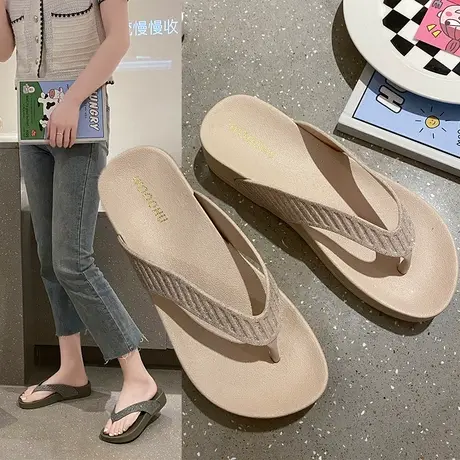 chic韩国人字拖女夏时尚休闲仙女风夹脚室内凉拖鞋网红防滑沙滩鞋图片