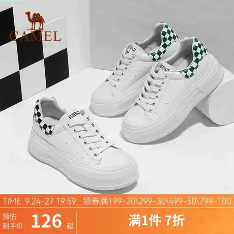 骆驼女鞋2023年春季新款韩版休闲板鞋女潮流个性真皮小白鞋女图片