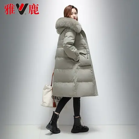 雅鹿连帽羽绒服女中长款2022冬季新款大狐狸毛领保暖加厚外套高端商品大图