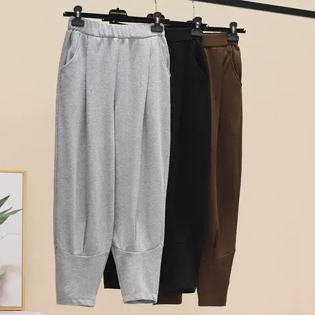 2023春秋季新款复古潮流高腰哈伦裤休闲宽松显瘦女松紧腰萝卜裤子商品大图