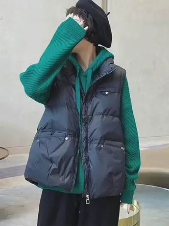 欧洲站爆款2023新款羽绒棉马甲女短款韩版冬季背心铆钉外穿马夹潮商品大图